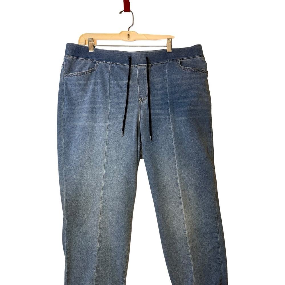 Terra & Sky Women's Plus Size 1X Blue Pull On Elastic Waist Stone Wash Jeggings